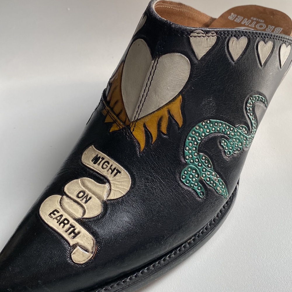 Brother Vellies Doodle cowgirl mules. Stand out from the crowd super fly slipons - Picture 9 of 15